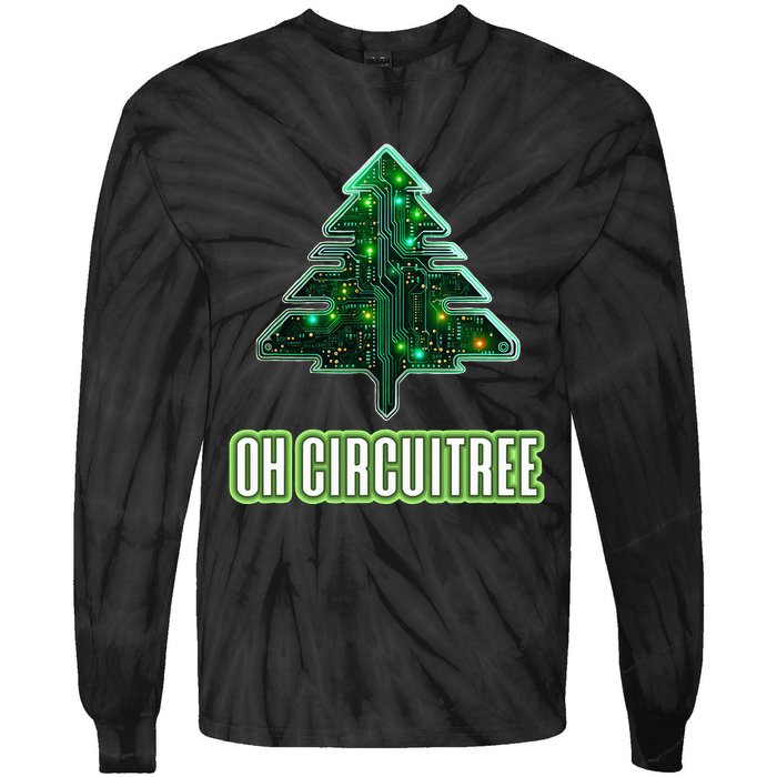 Oh Circuitree Christmas Electronics Circuit Board Tie-Dye Long Sleeve Shirt