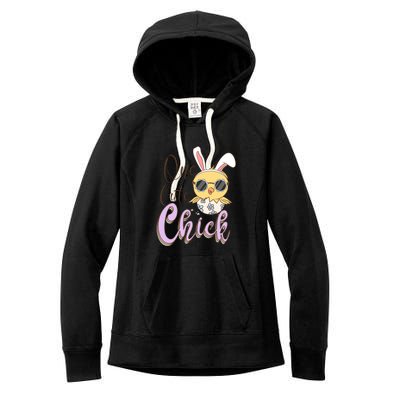 One Cute Chick With Glasses Funny Bunny Easter Day Women's Fleece Hoodie