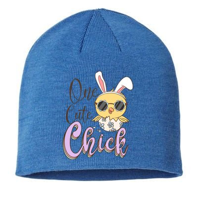 One Cute Chick With Glasses Funny Bunny Easter Day Sustainable Beanie