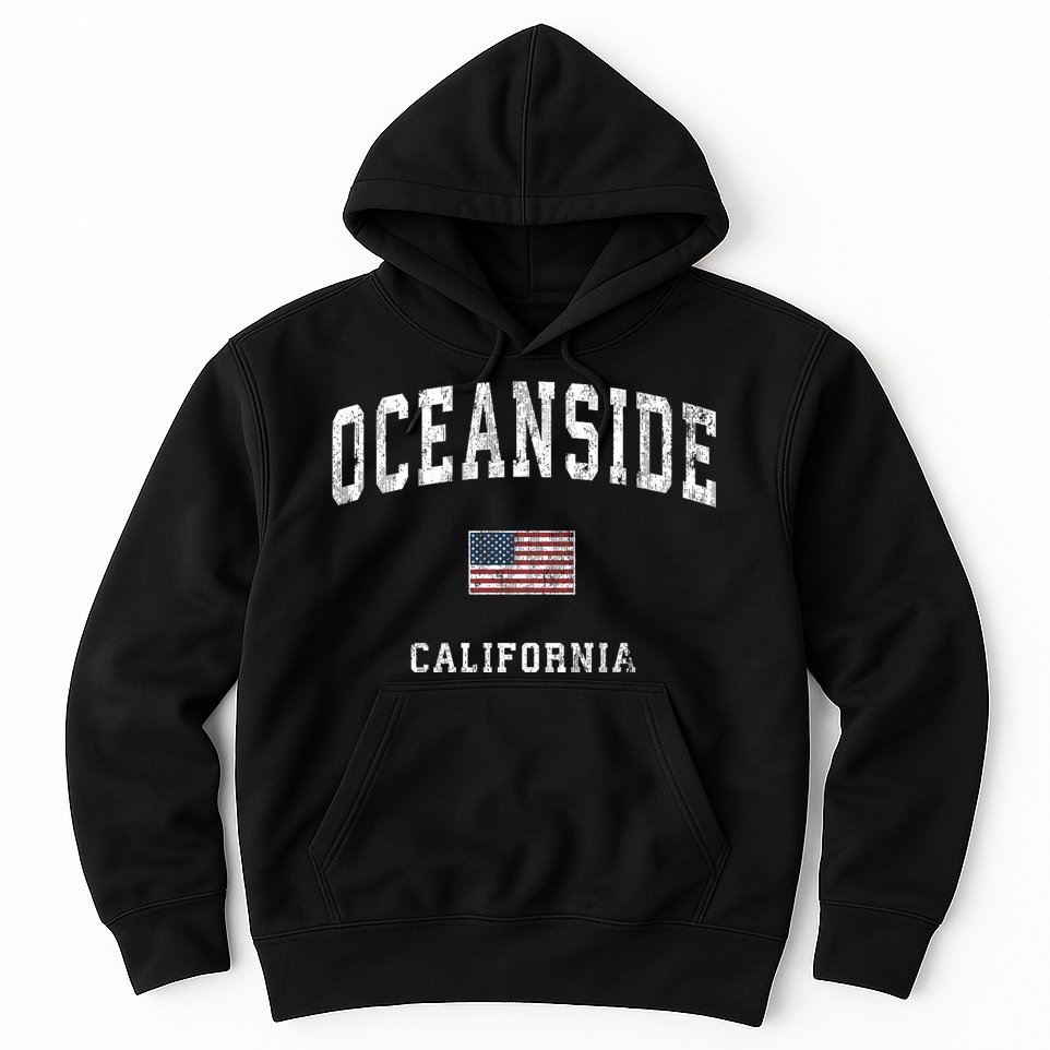 Oceanside California Ca Vintage American Flag Sports Design Hoodie