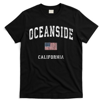 Oceanside California Ca Vintage American Flag Sports Design T-Shirt