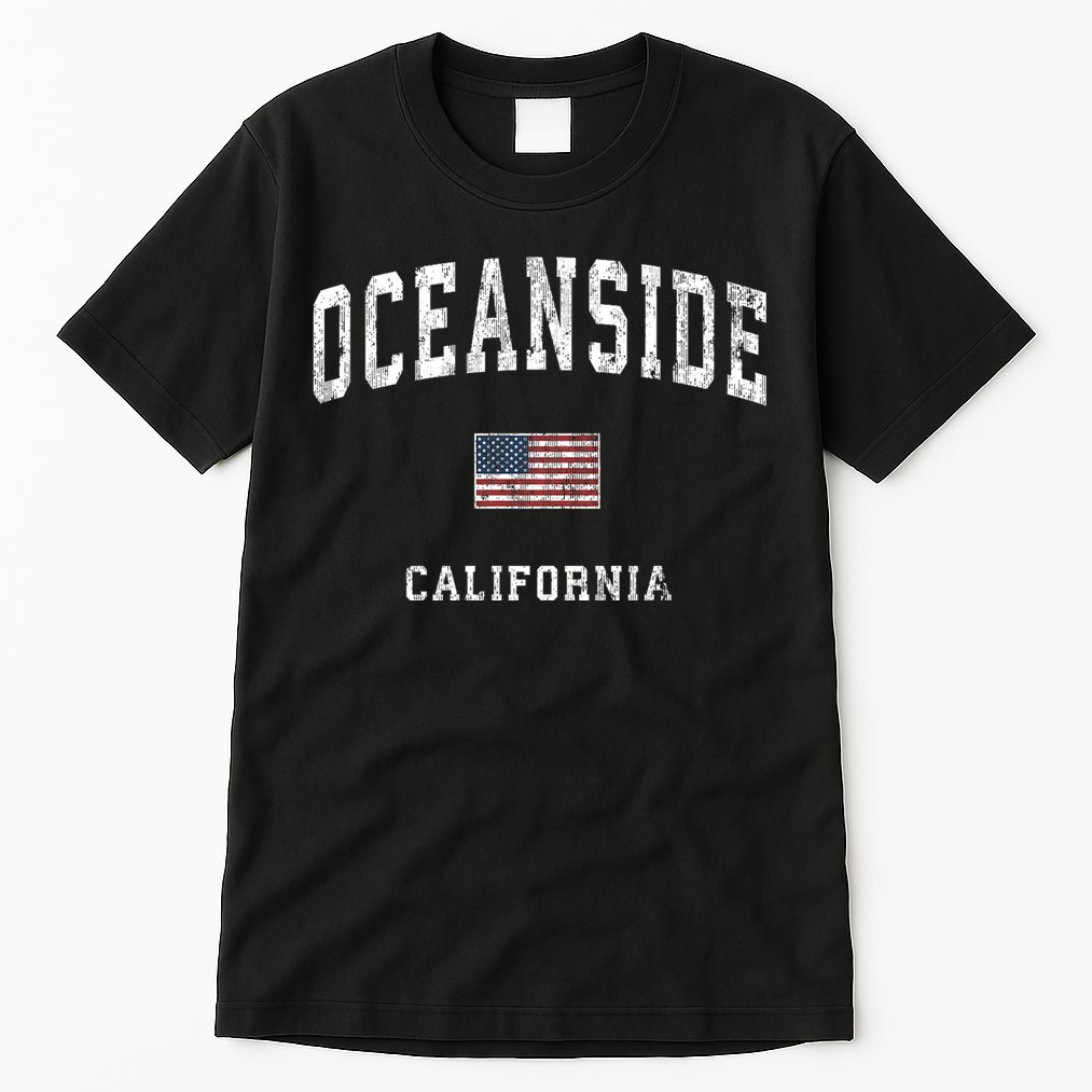 Oceanside California Ca Vintage American Flag Sports Design Tall T-Shirt