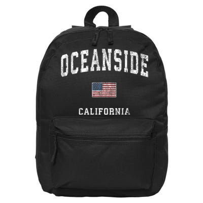 Oceanside California Ca Vintage American Flag Sports Design 16 in Basic Backpack