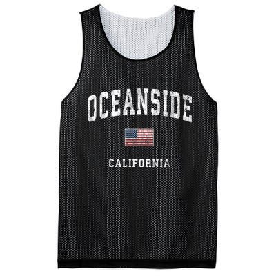 Oceanside California Ca Vintage American Flag Sports Design Mesh Reversible Basketball Jersey Tank