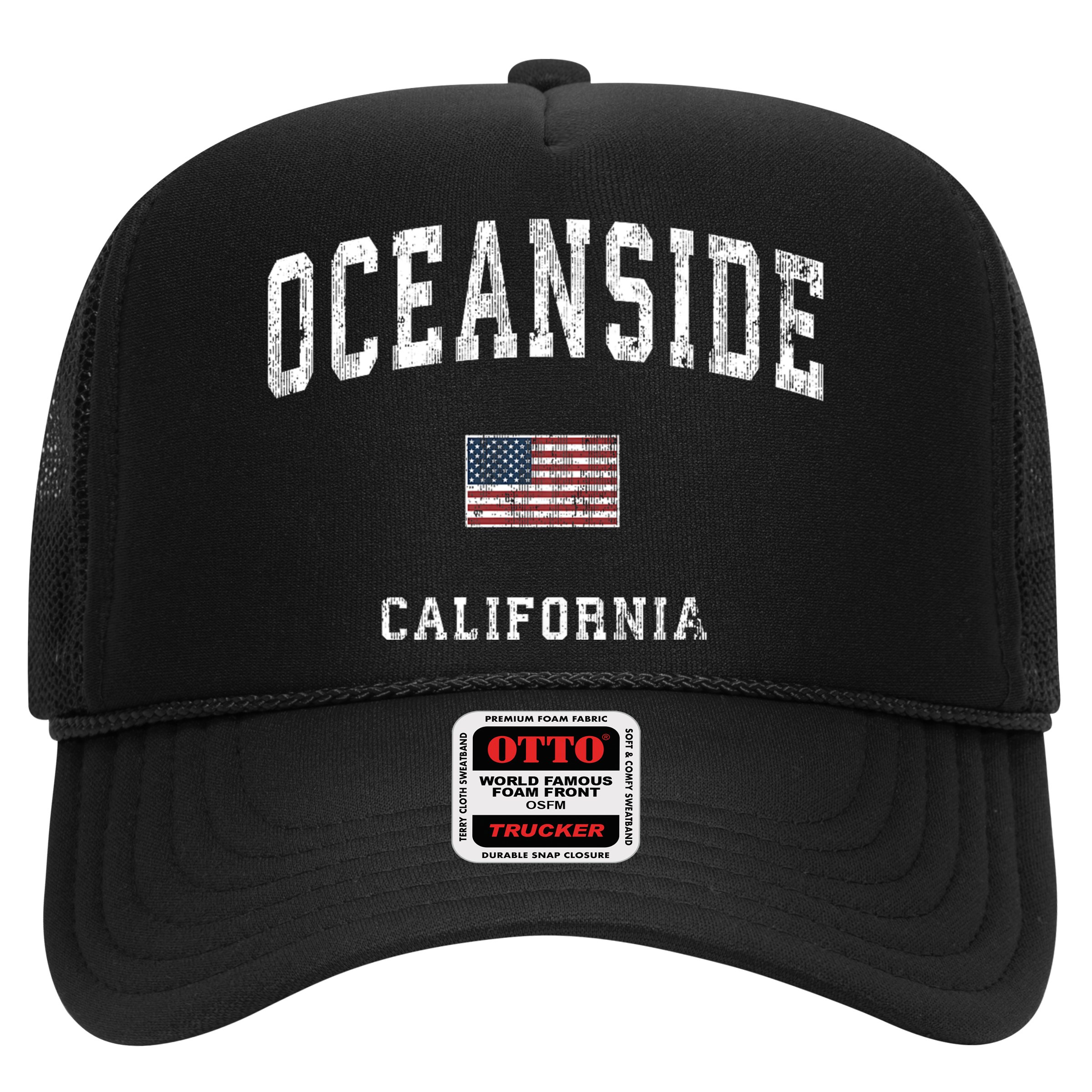 Oceanside California Ca Vintage American Flag Sports Design Hat