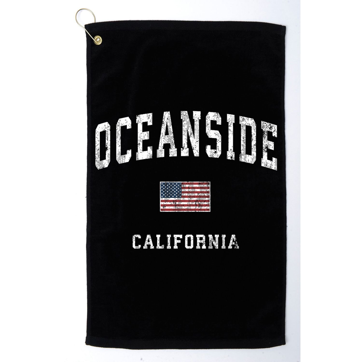 Oceanside California Ca Vintage American Flag Sports Design Golf Towel