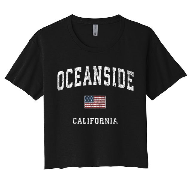 Oceanside California Ca Vintage American Flag Sports Design Crop Top