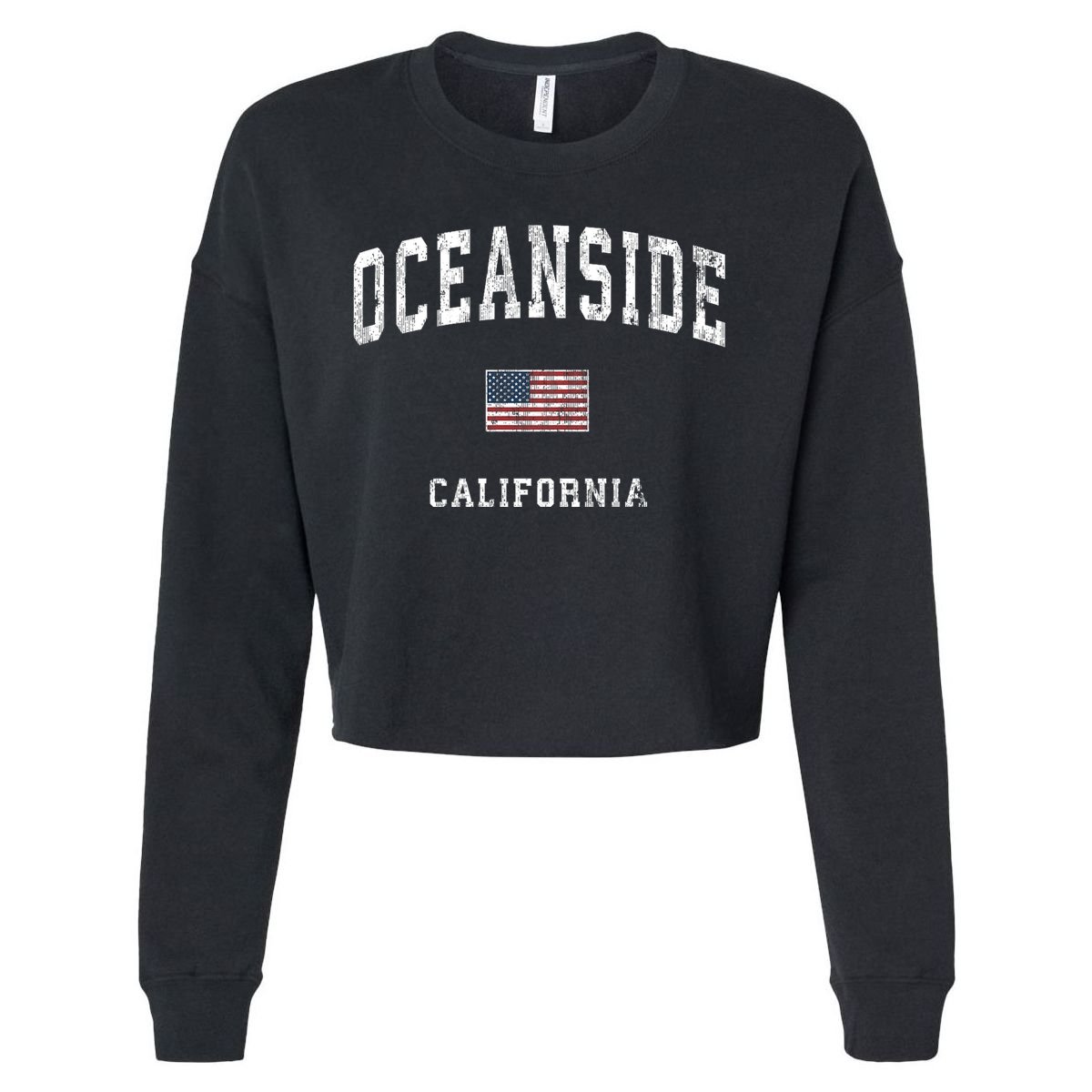 Oceanside California Ca Vintage American Flag Sports Design Cropped Pullover Crew