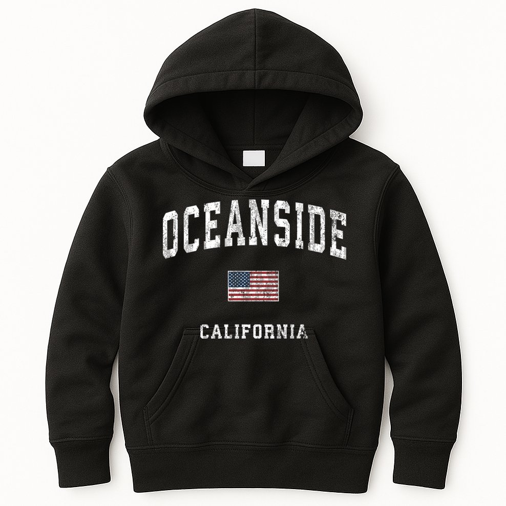 Oceanside California Ca Vintage American Flag Sports Design Kids Hoodie