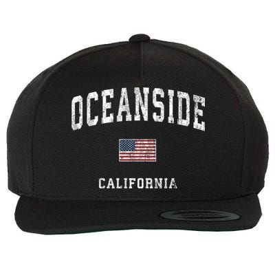 Oceanside California Ca Vintage American Flag Sports Design Wool Snapback Cap