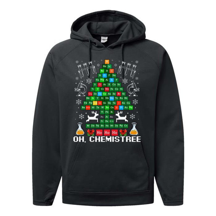 Oh Chemistree Christmas Chemistry Science Periodic Table Performance Fleece Hoodie