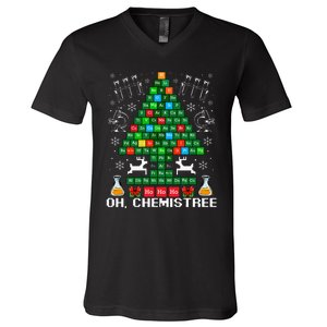 Oh Chemistree Christmas Chemistry Science Periodic Table V-Neck T-Shirt