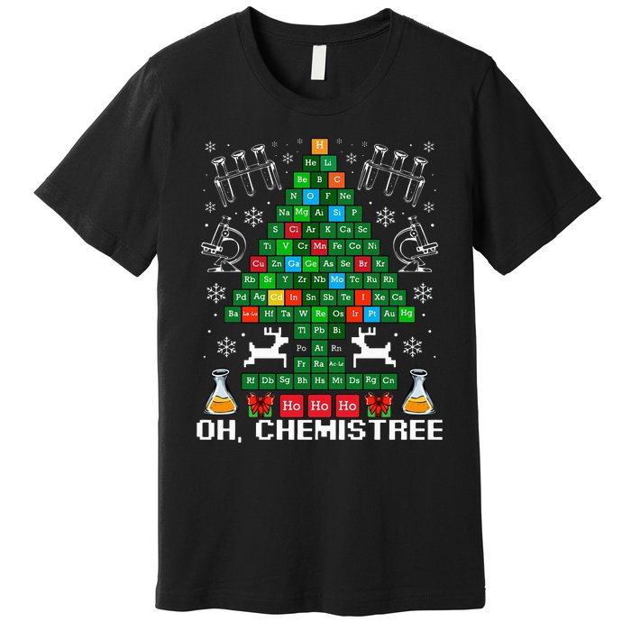 Oh Chemistree Christmas Chemistry Science Periodic Table Premium T-Shirt