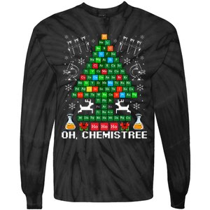 Oh Chemistree Christmas Chemistry Science Periodic Table Tie-Dye Long Sleeve Shirt