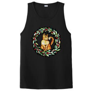 Orange Cat Christmas Wreath Meaningful Gift PosiCharge Competitor Tank