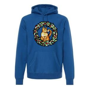 Orange Cat Christmas Wreath Meaningful Gift Premium Hoodie