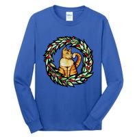 Orange Cat Christmas Wreath Meaningful Gift Tall Long Sleeve T-Shirt