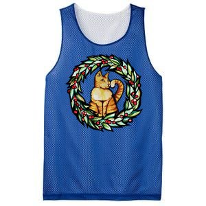 Orange Cat Christmas Wreath Meaningful Gift Mesh Reversible Basketball Jersey Tank