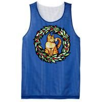 Orange Cat Christmas Wreath Meaningful Gift Mesh Reversible Basketball Jersey Tank