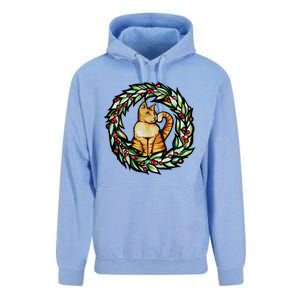 Orange Cat Christmas Wreath Meaningful Gift Unisex Surf Hoodie