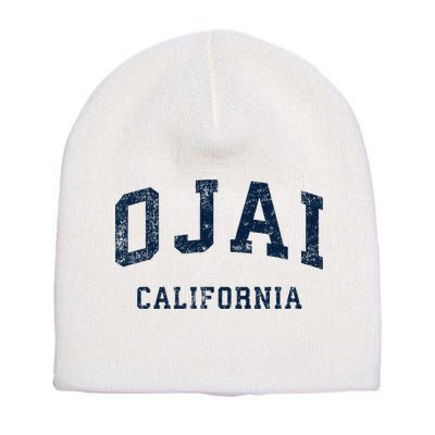 Ojai California Ca Vintage Athletic Sports Design Short Acrylic Beanie