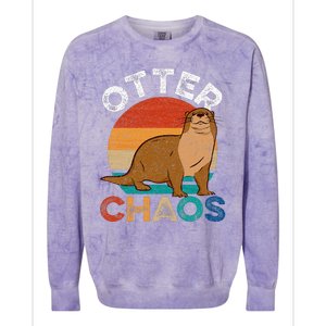 Otter Chaos Cute Otter Lover Animal Puns Punny Colorblast Crewneck Sweatshirt