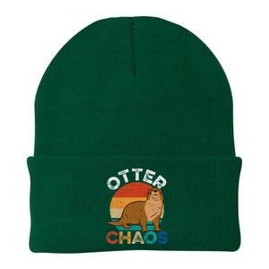 Otter Chaos Cute Otter Lover Animal Puns Punny Knit Cap Winter Beanie