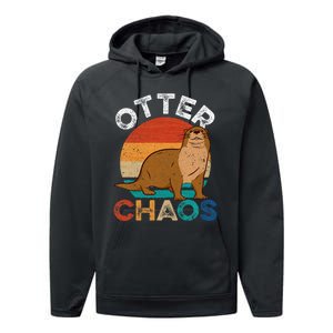 Otter Chaos Cute Otter Lover Animal Puns Punny Performance Fleece Hoodie