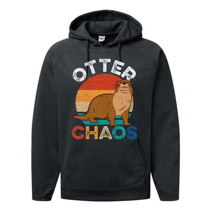 Otter Chaos Cute Otter Lover Animal Puns Punny Performance Fleece Hoodie