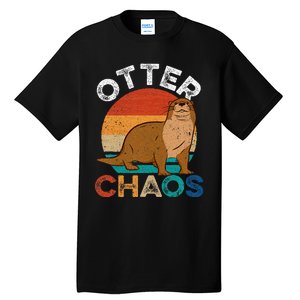 Otter Chaos Cute Otter Lover Animal Puns Punny Tall T-Shirt