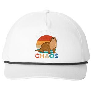 Otter Chaos Cute Otter Lover Animal Puns Punny Snapback Five-Panel Rope Hat