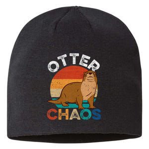 Otter Chaos Cute Otter Lover Animal Puns Punny Sustainable Beanie