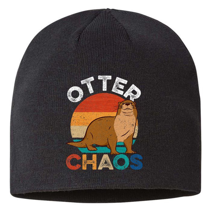 Otter Chaos Cute Otter Lover Animal Puns Punny Sustainable Beanie