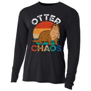 Otter Chaos Cute Otter Lover Animal Puns Punny Cooling Performance Long Sleeve Crew