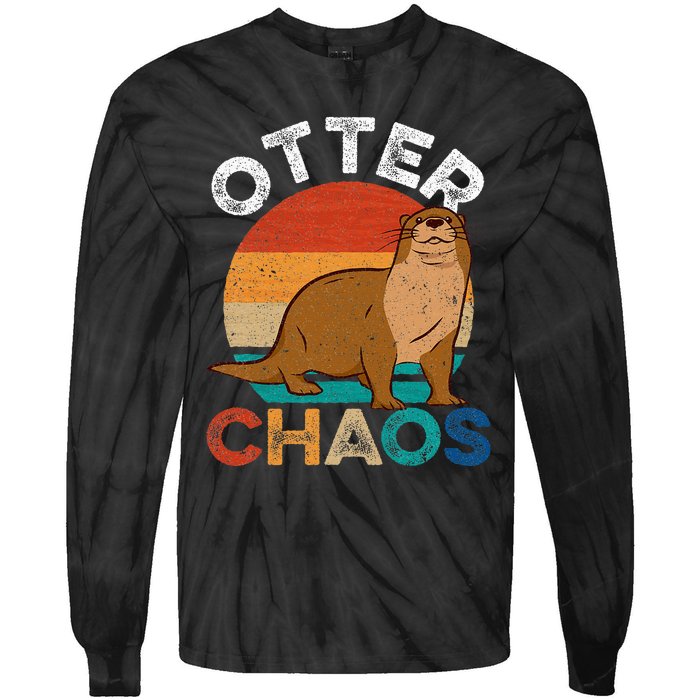 Otter Chaos Cute Otter Lover Animal Puns Punny Tie-Dye Long Sleeve Shirt