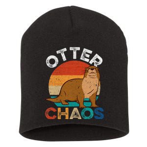 Otter Chaos Cute Otter Lover Animal Puns Punny Short Acrylic Beanie