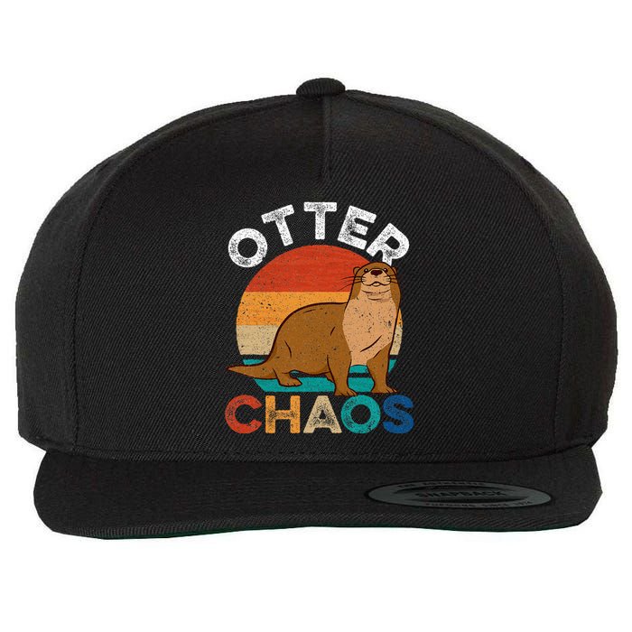 Otter Chaos Cute Otter Lover Animal Puns Punny Wool Snapback Cap