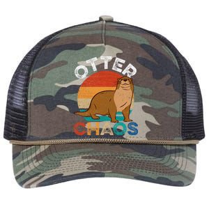 Otter Chaos Cute Otter Lover Animal Puns Punny Retro Rope Trucker Hat Cap