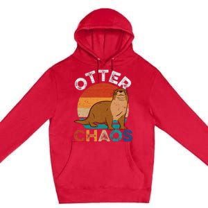 Otter Chaos Cute Otter Lover Animal Puns Punny Premium Pullover Hoodie