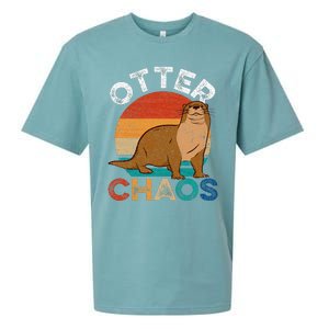 Otter Chaos Cute Otter Lover Animal Puns Punny Sueded Cloud Jersey T-Shirt