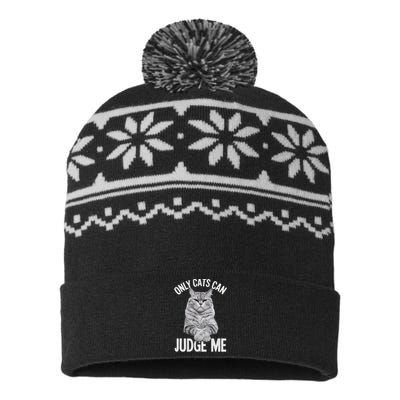 Only Cats Can Judge Me Funny Cat Lovers Design Funny Kitty USA-Made Snowflake Beanie