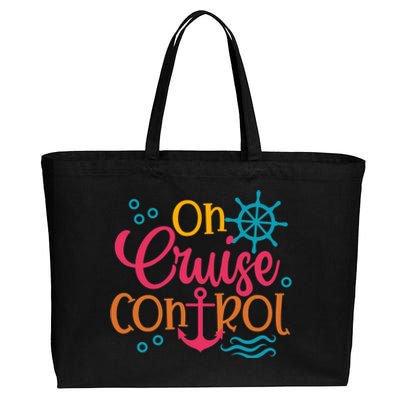 On Cruise Controls Family Cruise Trip Vacation Summer Beach Cotton Canvas Jumbo Tote