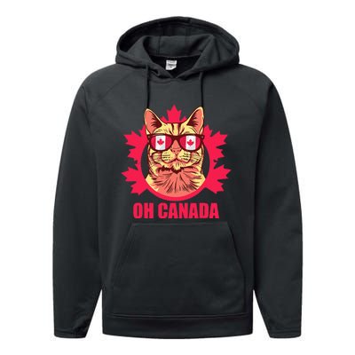 Oh Canada Canada Day Maple Leaf National Day 1st of July Performance Fleece Hoodie