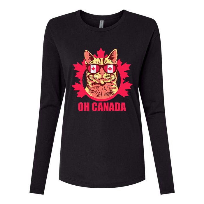 Oh Canada Canada Day Maple Leaf National Day 1st of July Womens Cotton Relaxed Long Sleeve T-Shirt