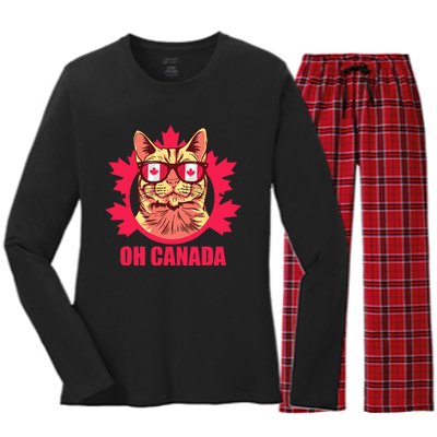 Oh Canada Canada Day Maple Leaf National Day 1st of July Women's Long Sleeve Flannel Pajama Set 