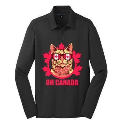 Oh Canada Canada Day Maple Leaf National Day 1st of July Silk Touch Performance Long Sleeve Polo