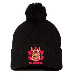 Oh Canada Canada Day Maple Leaf National Day 1st of July Pom Pom 12in Knit Beanie