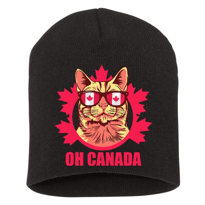 Oh Canada Canada Day Maple Leaf National Day 1st of July Short Acrylic Beanie