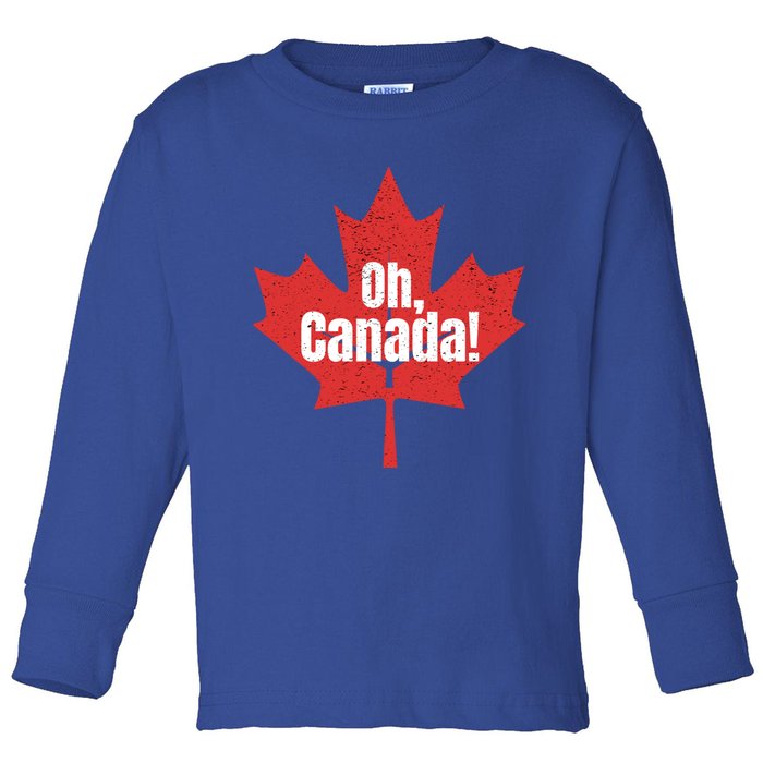 Oh Canada Canadian Pride Maple Leaf National Day Distressed Gift Toddler Long Sleeve Shirt