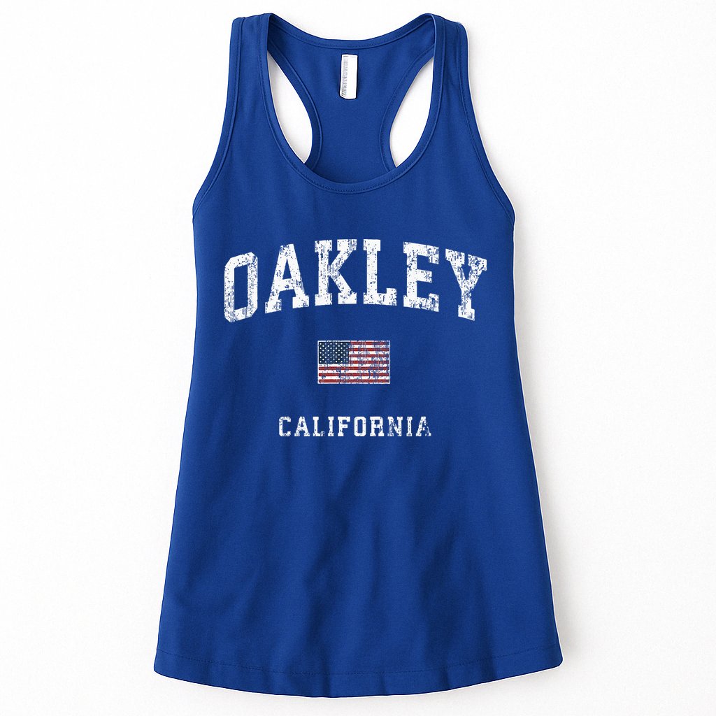 Oakley California Ca Vintage American Flag Sports Womens Tank Top